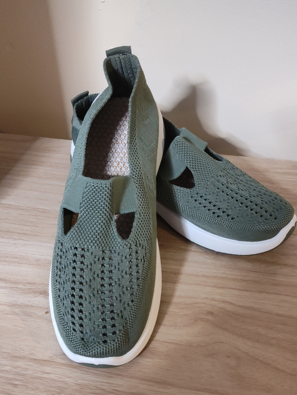 Women's Olive Green Knit Slip-On Flats
